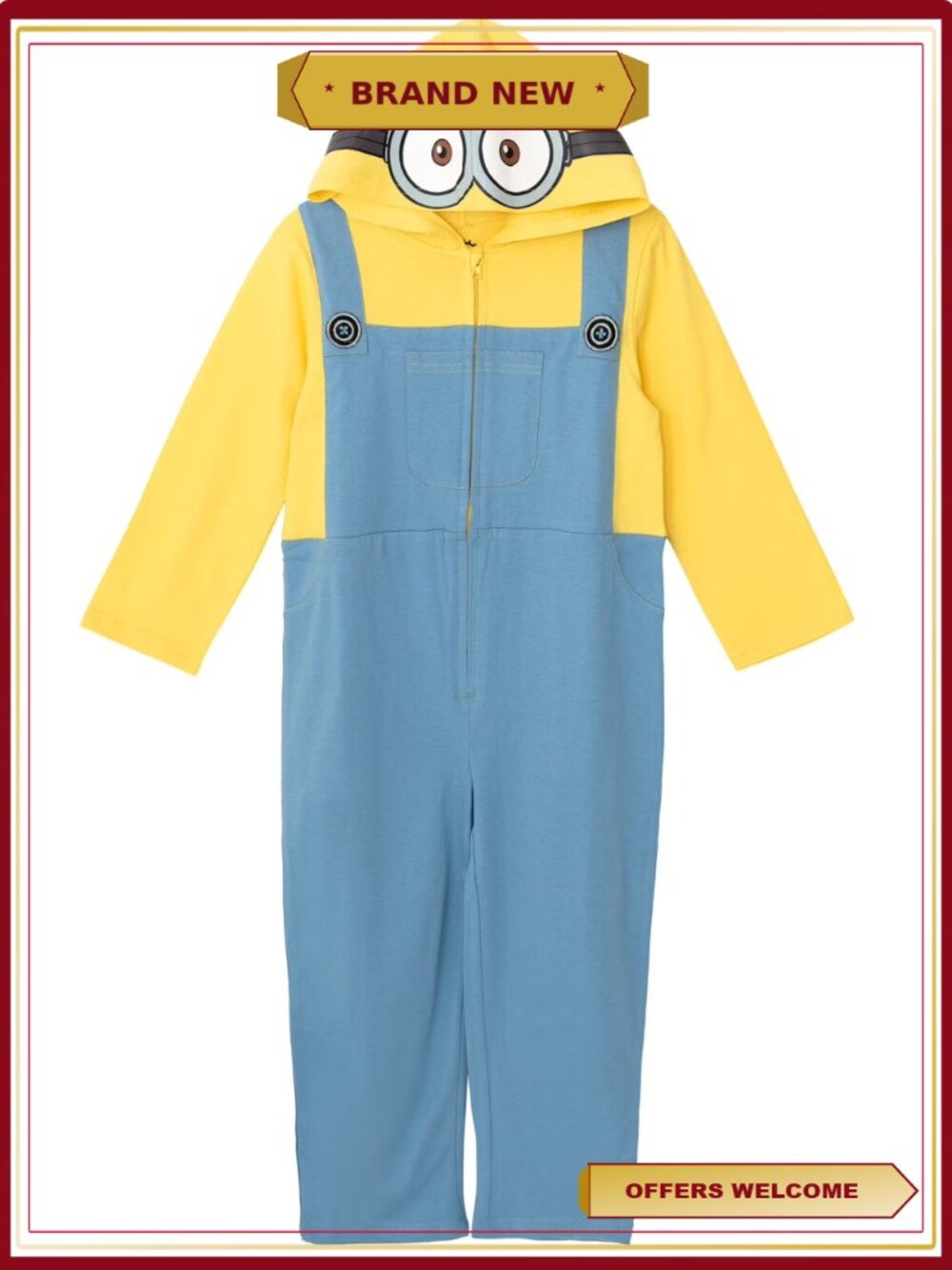 Despicable Me Minions Zip Up Costume Coverall Toddler to Big Kid Size 7-8